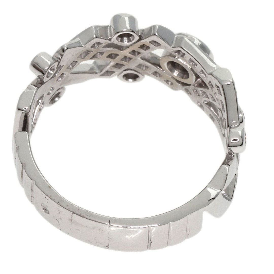 CHANEL Ring K18WG Silver Baroque Diamond Women Used Authentic