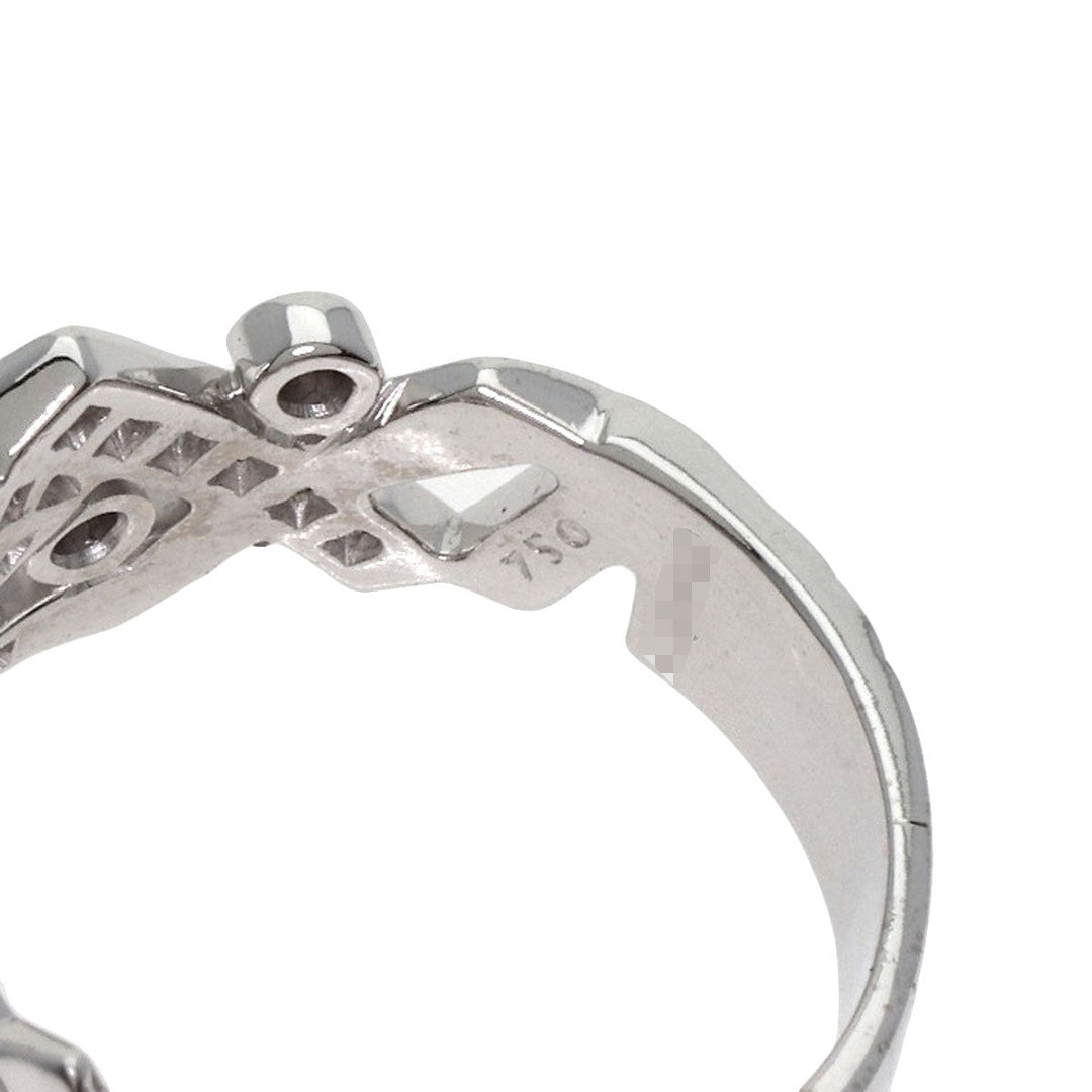 CHANEL Ring K18WG Silver Baroque Diamond Women Used Authentic