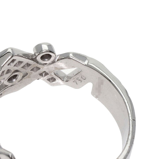 CHANEL Ring K18WG Silver Baroque Diamond Women Used Authentic