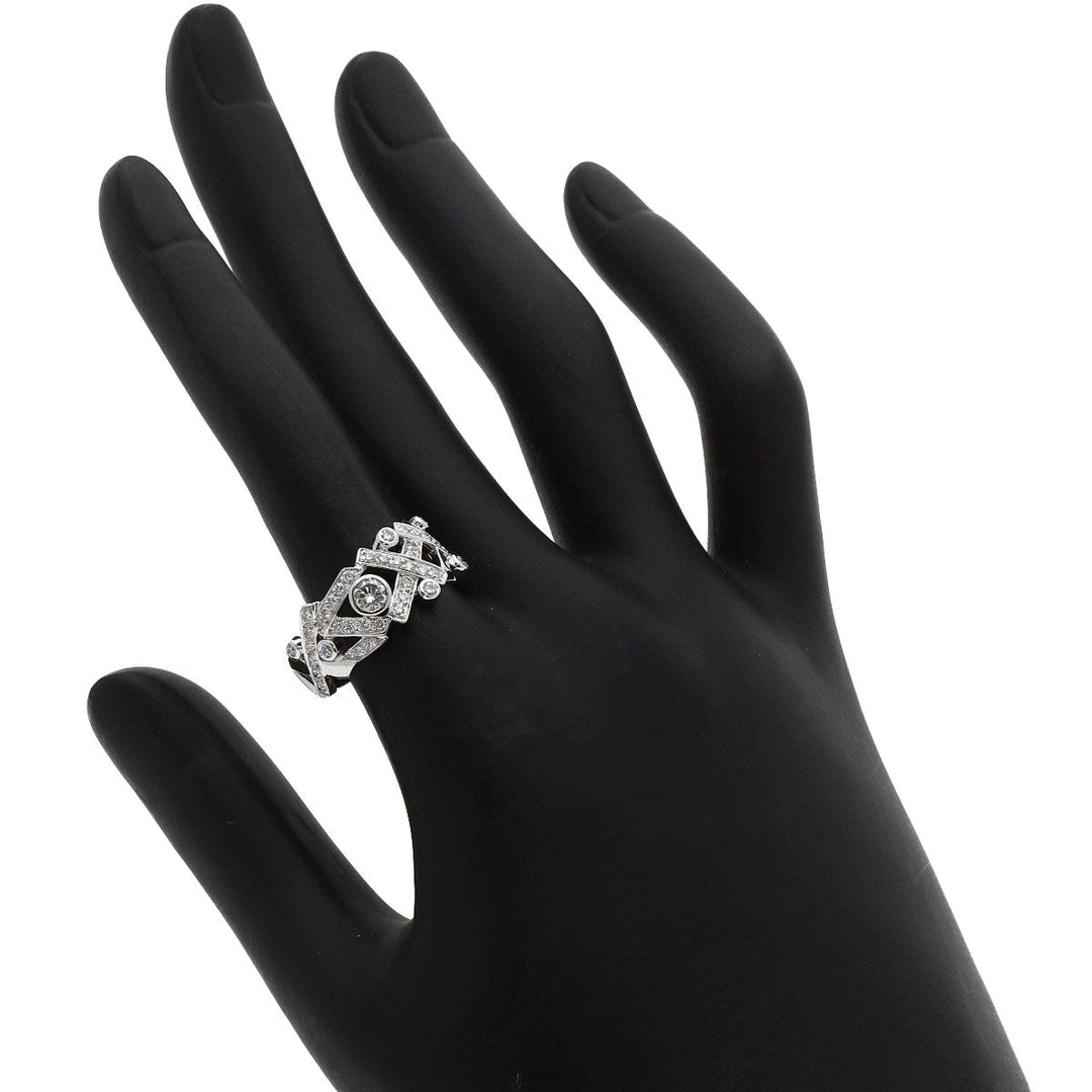 CHANEL Ring K18WG Silver Baroque Diamond Women Used Authentic