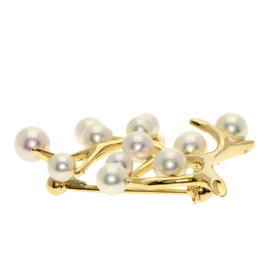 MIKIMOTO Brooch 18K Yellow Gold gold Pearl, the Tree of Happiness Women Used Authentic
