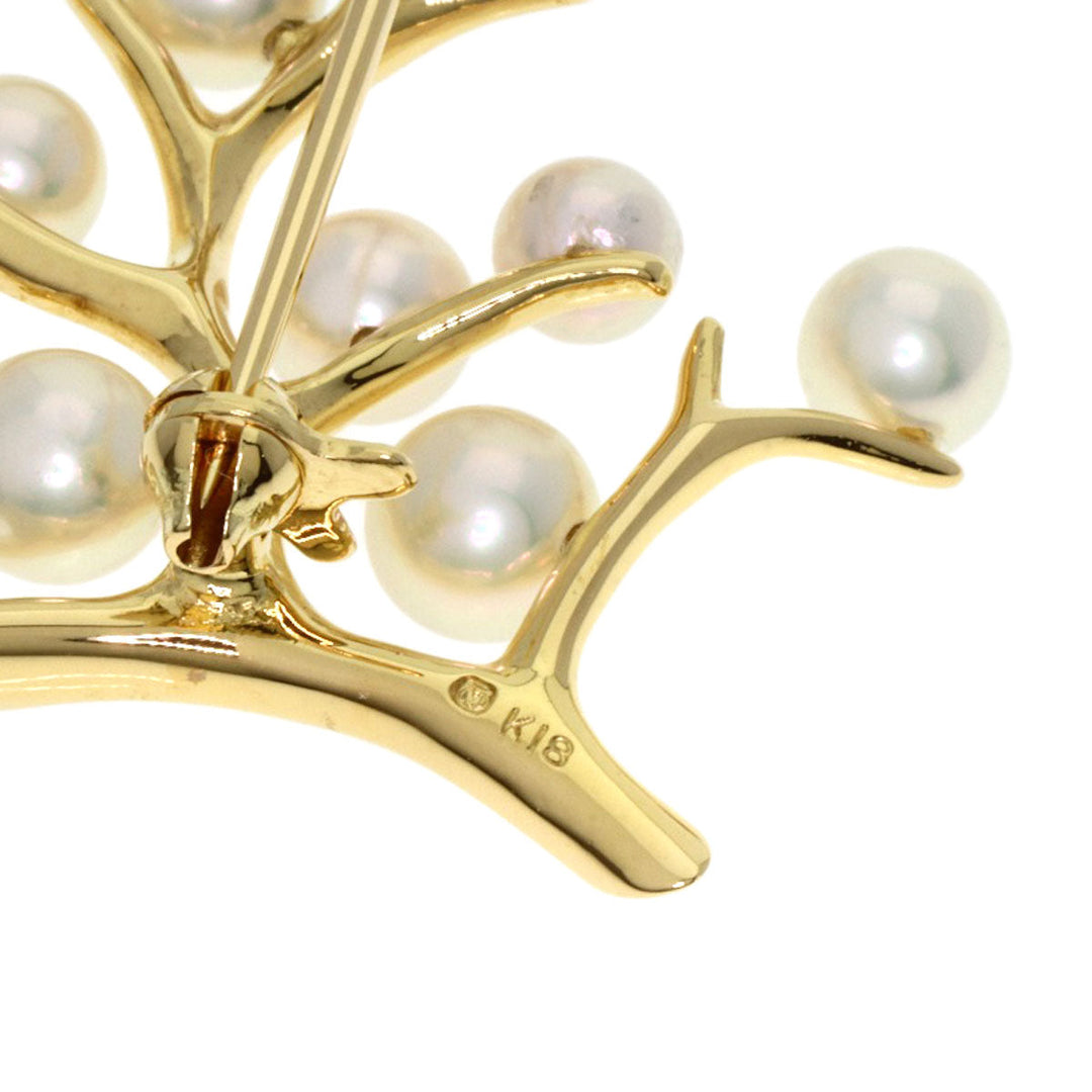 MIKIMOTO Brooch 18K Yellow Gold gold Pearl, the Tree of Happiness Women Used Authentic