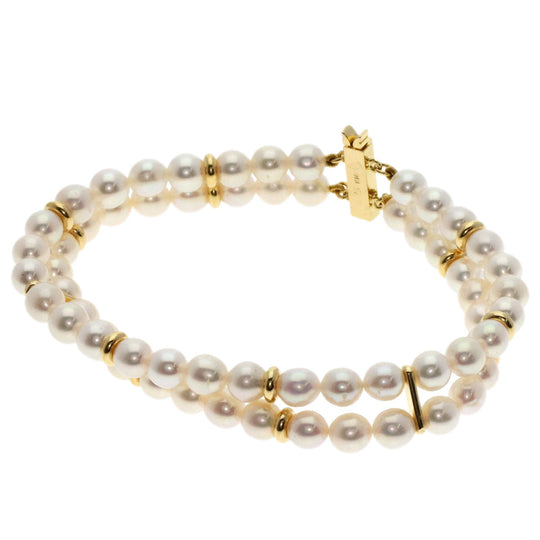 TASAKI bracelet 18K Yellow Gold white Pearl 2-strand