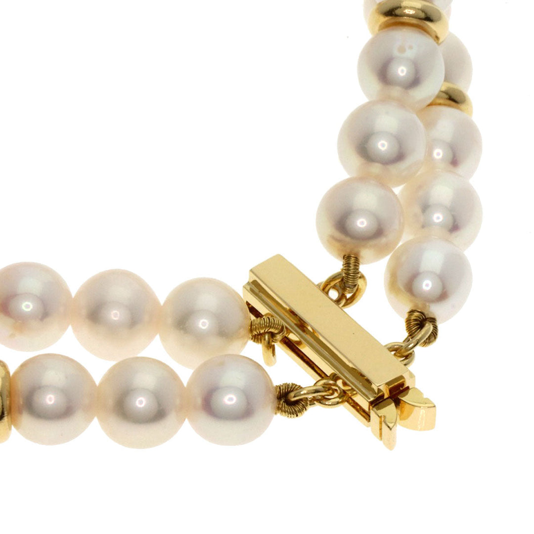 TASAKI bracelet 18K Yellow Gold white Pearl 2-strand