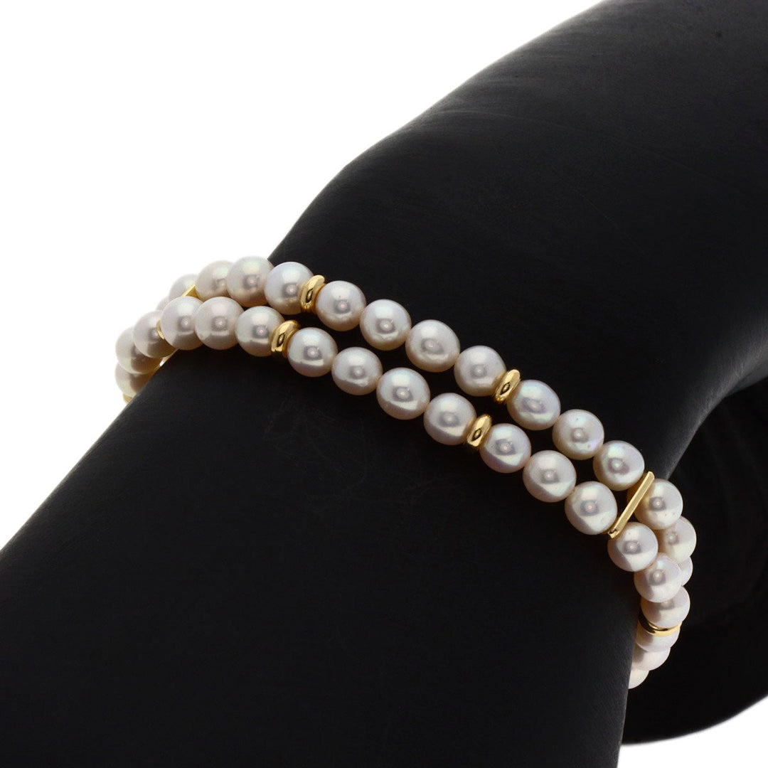 TASAKI bracelet 18K Yellow Gold white Pearl 2-strand
