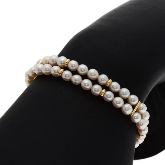 TASAKI bracelet 18K Yellow Gold white Pearl 2-strand
