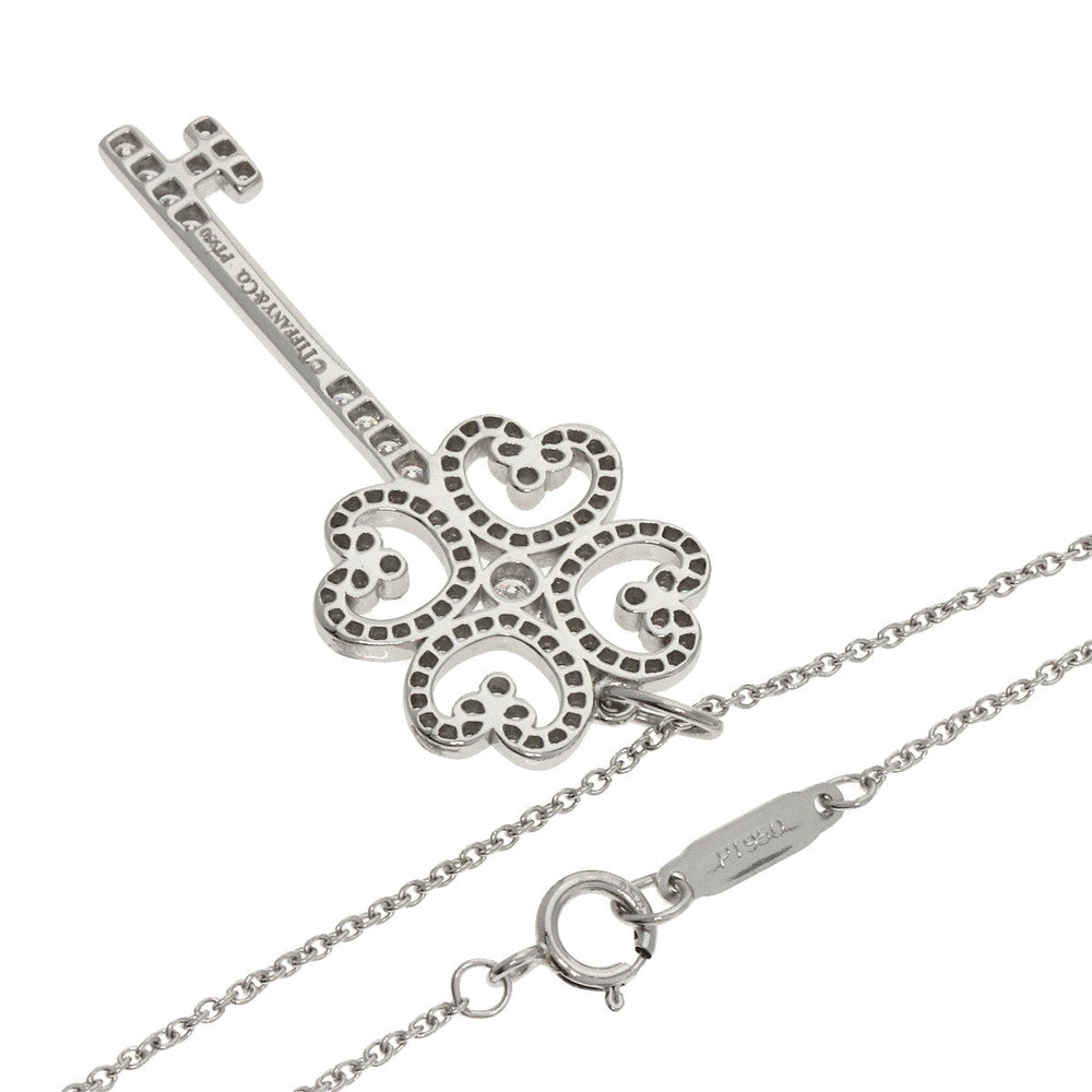 TIFFANY&Co. Necklace PT950 Silver Quatra Heart Key Diamond
