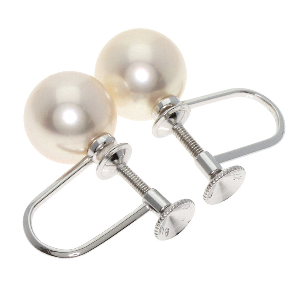 MIKIMOTO Earring K18WG Silver Pearl 0.3" Women Used Authentic