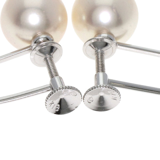 MIKIMOTO Earring K18WG Silver Pearl 0.3" Women Used Authentic