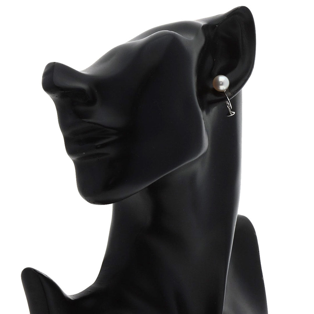 MIKIMOTO Earring K18WG Silver Pearl 0.3" Women Used Authentic