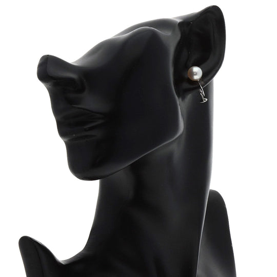 MIKIMOTO Earring K18WG Silver Pearl 0.3" Women Used Authentic