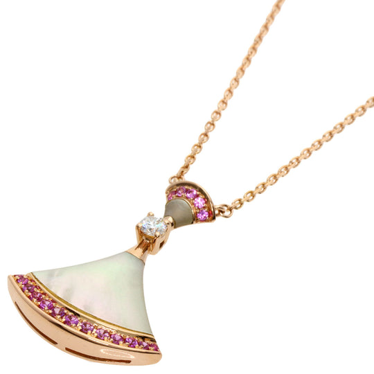 BVLGARI Necklace 18K Pink Gold gold Diva Dream Shell Pink Sapphire 1P Diamond