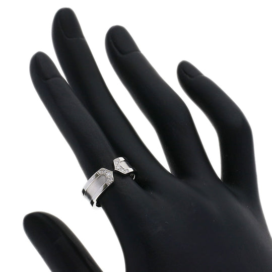 CARTIER Ring K18WG Silver C2 Diamond #50 Women Used Authentic