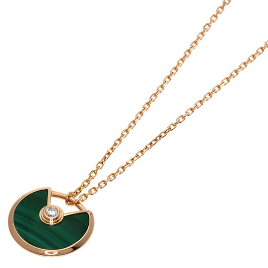 CARTIER Necklace 18K Pink Gold gold Amulet Diamond Malachite