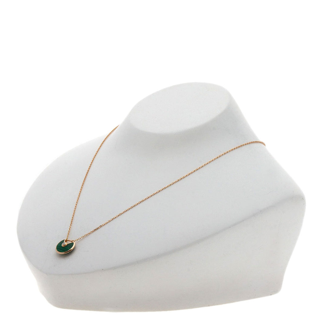 CARTIER Necklace 18K Pink Gold gold Amulet Diamond Malachite