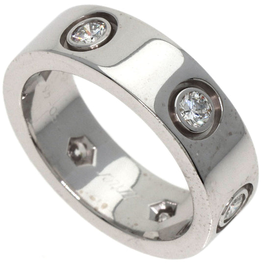 CARTIER Ring K18WG Silver Love Ring Full Diamond #46 Women Used Authentic