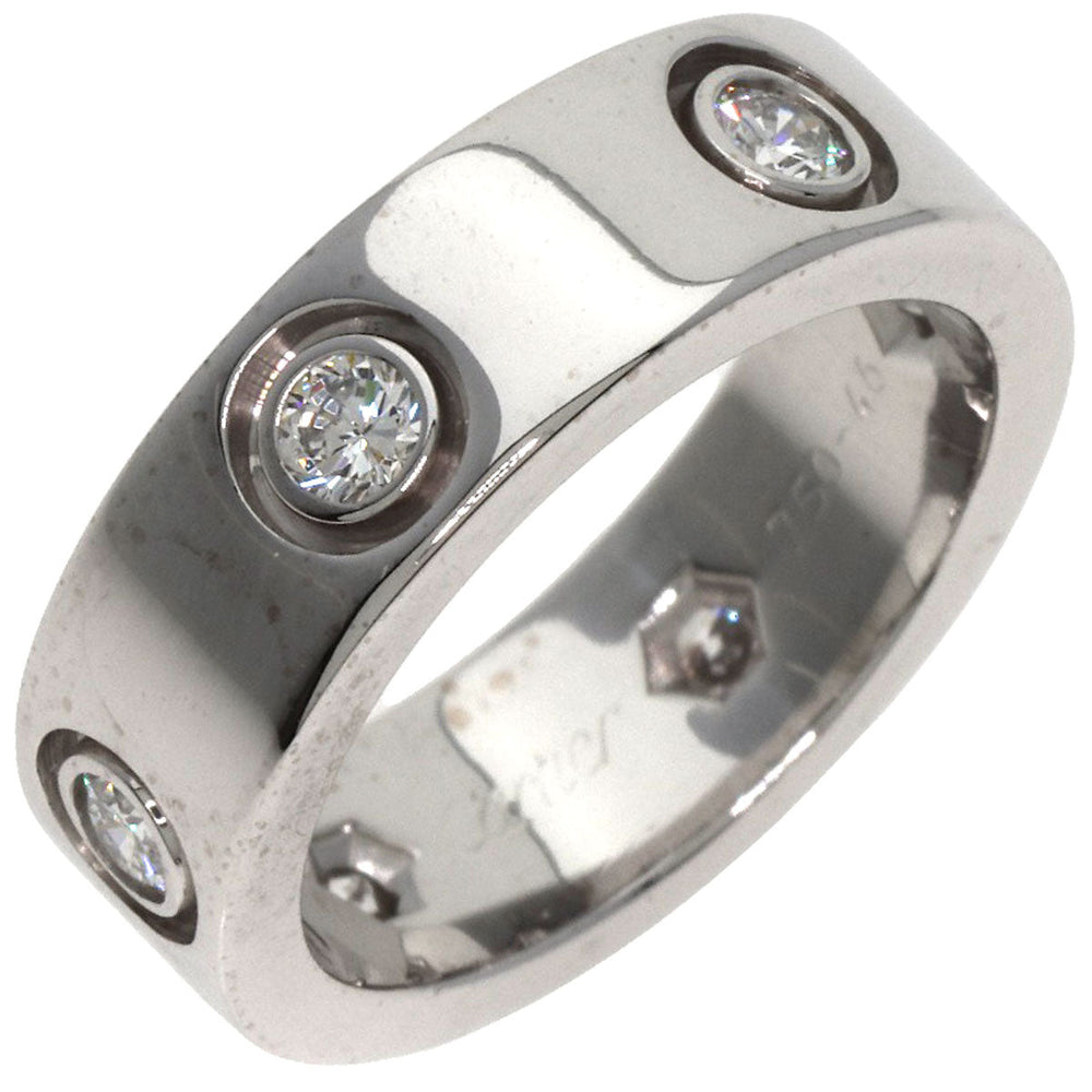 CARTIER Ring K18WG Silver Love Ring Full Diamond #46 Women Used Authentic