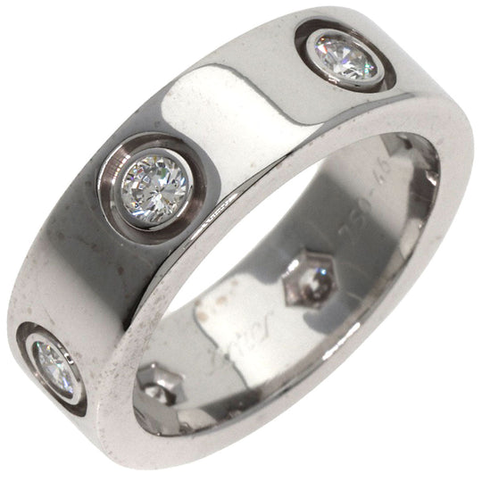 CARTIER Ring K18WG Silver Love Ring Full Diamond #46 Women Used Authentic