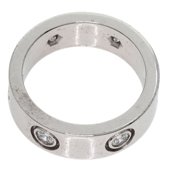 CARTIER Ring K18WG Silver Love Ring Full Diamond #46 Women Used Authentic