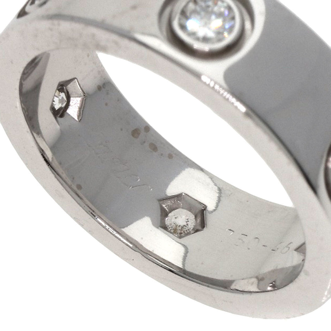 CARTIER Ring K18WG Silver Love Ring Full Diamond #46 Women Used Authentic