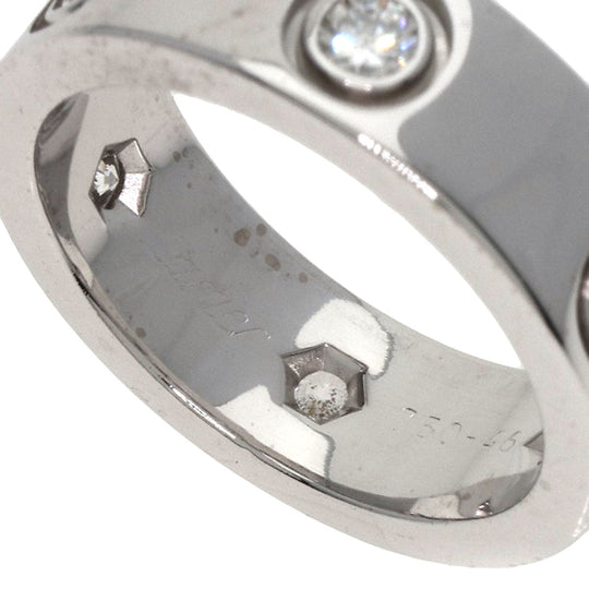 CARTIER Ring K18WG Silver Love Ring Full Diamond #46 Women Used Authentic