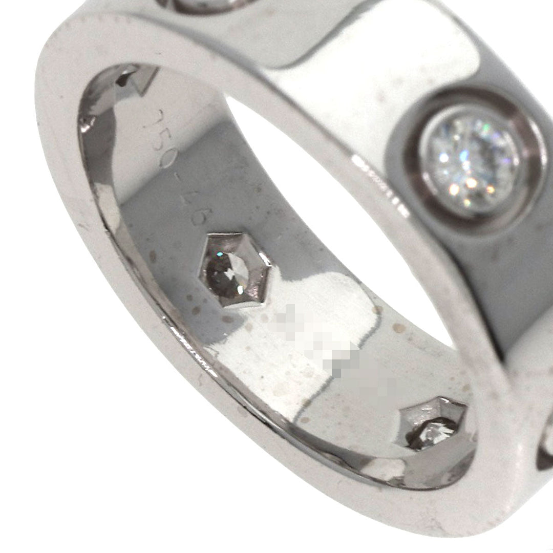 CARTIER Ring K18WG Silver Love Ring Full Diamond #46 Women Used Authentic
