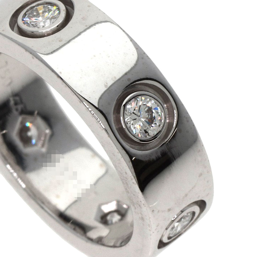 CARTIER Ring K18WG Silver Love Ring Full Diamond #46 Women Used Authentic