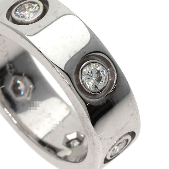 CARTIER Ring K18WG Silver Love Ring Full Diamond #46 Women Used Authentic