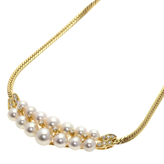 MIKIMOTO Necklace 18K Yellow Gold gold Akoya Pearl Diamond