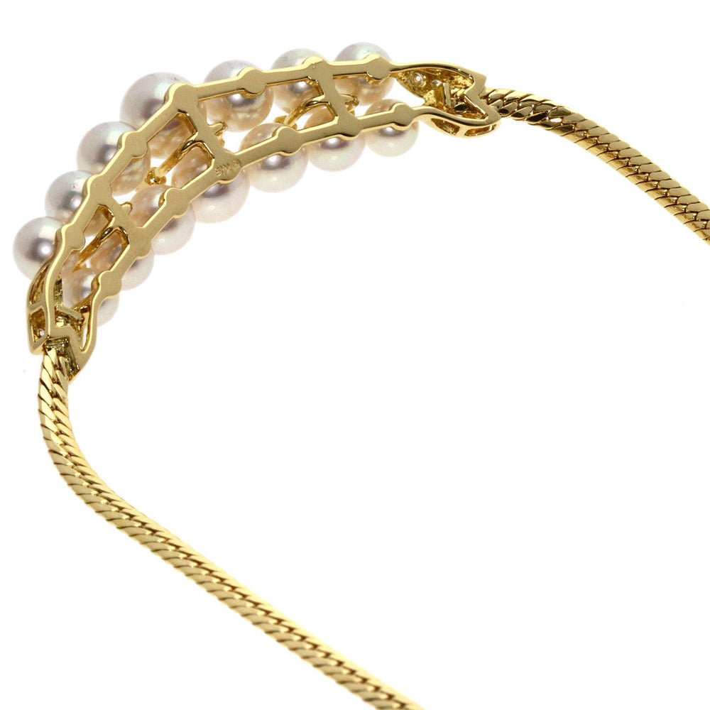 MIKIMOTO Necklace 18K Yellow Gold gold Akoya Pearl Diamond