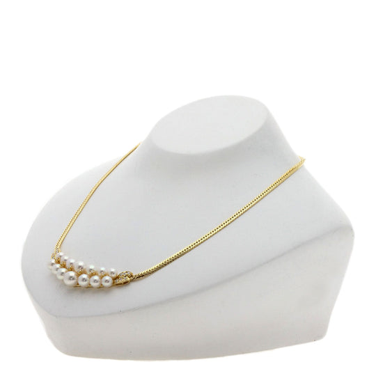 MIKIMOTO Necklace 18K Yellow Gold gold Akoya Pearl Diamond