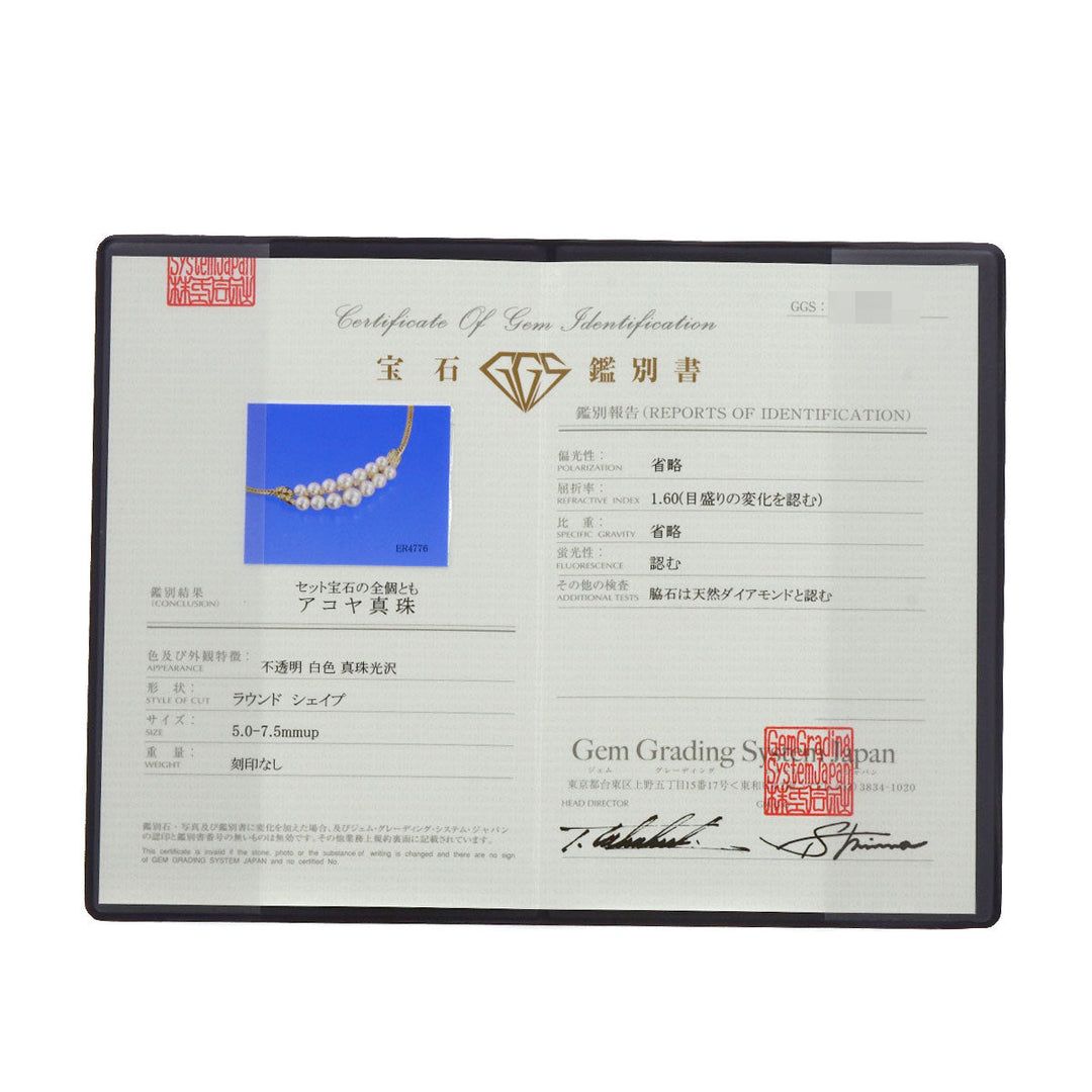 MIKIMOTO Necklace 18K Yellow Gold gold Akoya Pearl Diamond