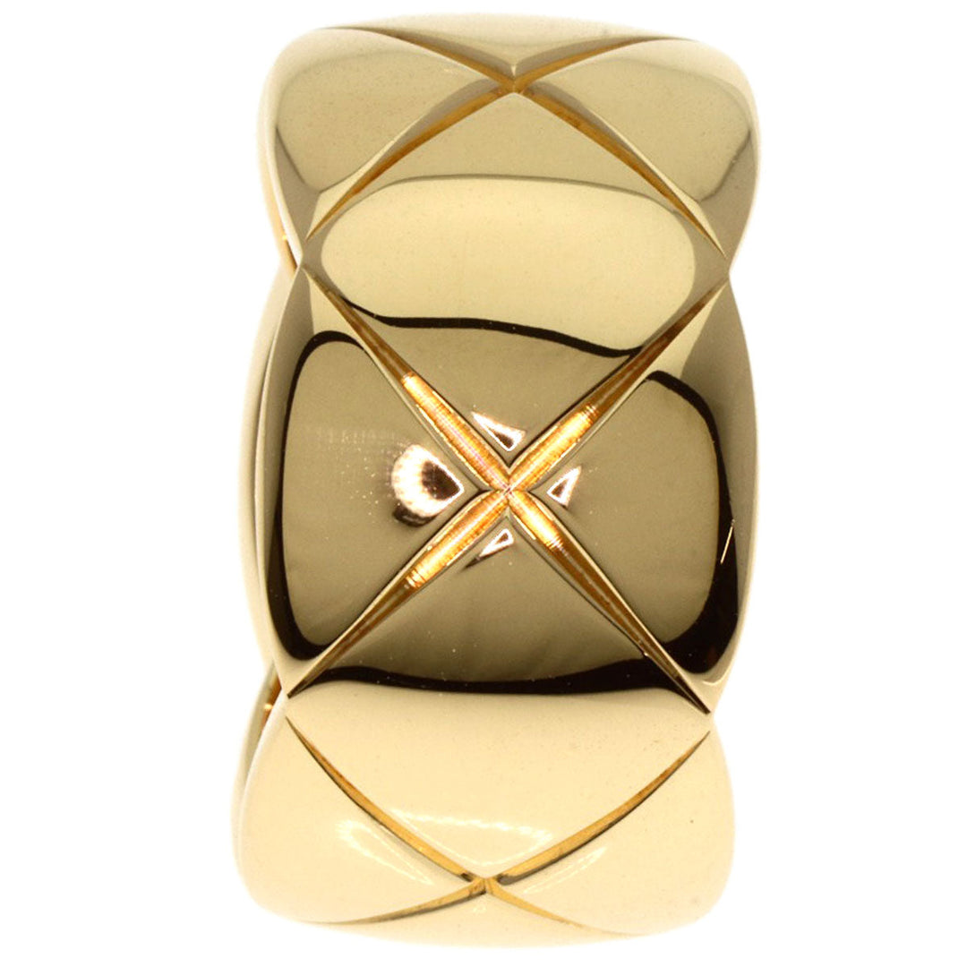 CHANEL Ring 18K Yellow Gold Silver Coco Crush Large #50 Women Used Authentic