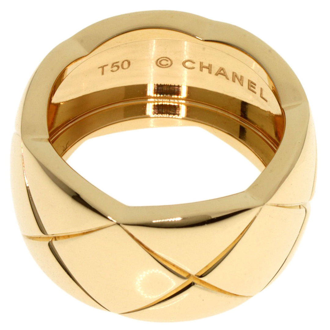 CHANEL Ring 18K Yellow Gold Silver Coco Crush Large #50 Women Used Authentic