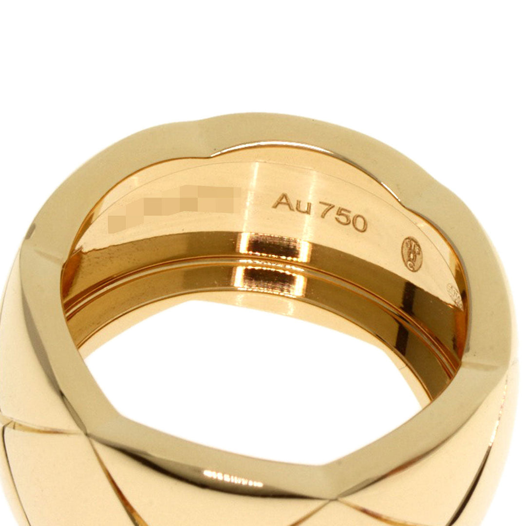 CHANEL Ring 18K Yellow Gold Silver Coco Crush Large #50 Women Used Authentic