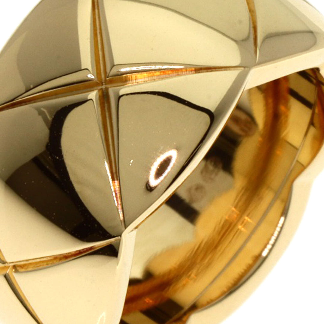CHANEL Ring 18K Yellow Gold Silver Coco Crush Large #50 Women Used Authentic