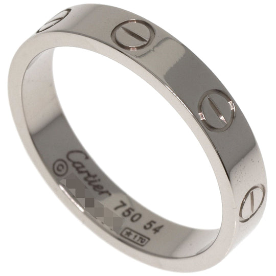 CARTIER Ring K18WG Silver Mini love ring #54 Women Used Authentic