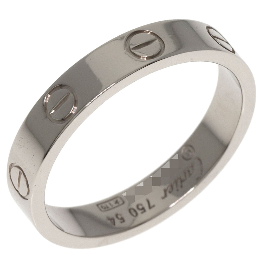 CARTIER Ring K18WG Silver Mini love ring #54 Women Used Authentic