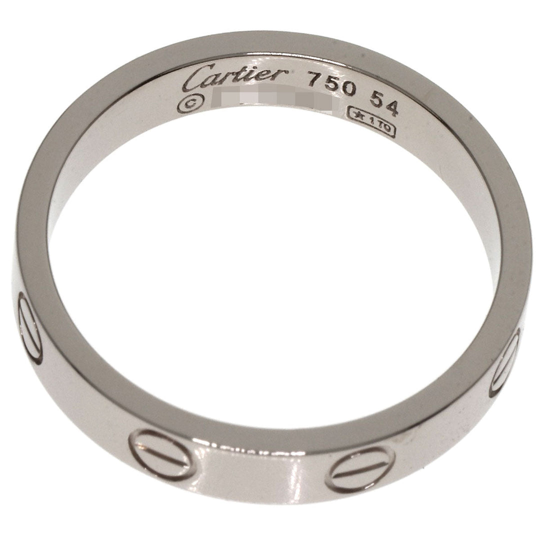 CARTIER Ring K18WG Silver Mini love ring #54 Women Used Authentic