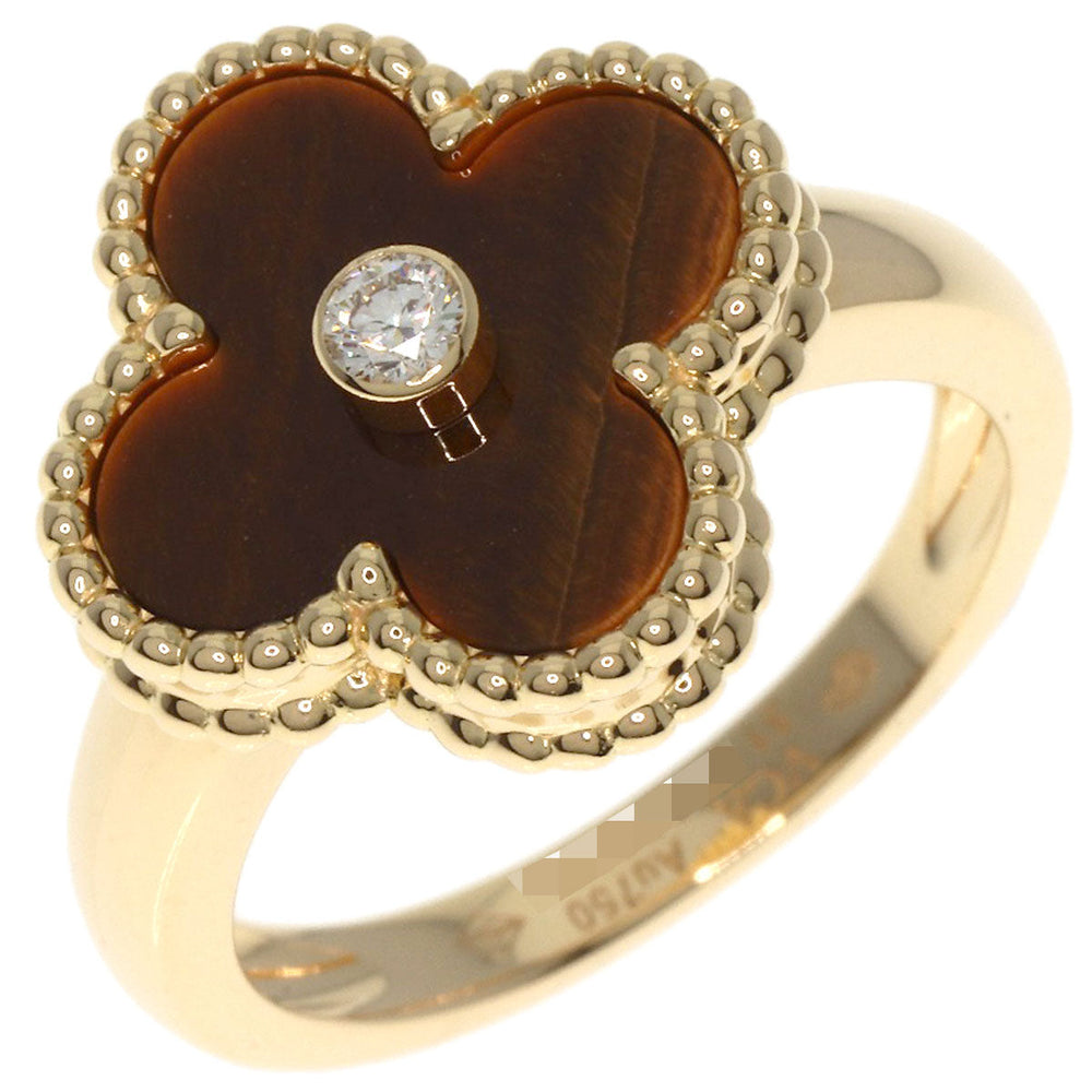 Van Cleef & Arpels Ring 18K Yellow Gold gold Vintage Alhambra Tiger's Eye #51