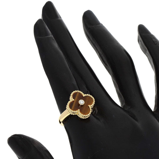 Van Cleef & Arpels Ring 18K Yellow Gold gold Vintage Alhambra Tiger's Eye #51