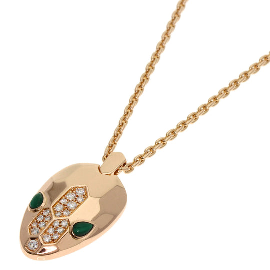 BVLGARI Necklace 18K Pink Gold gold Serpenti Malachite Diamond