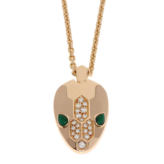 BVLGARI Necklace 18K Pink Gold gold Serpenti Malachite Diamond