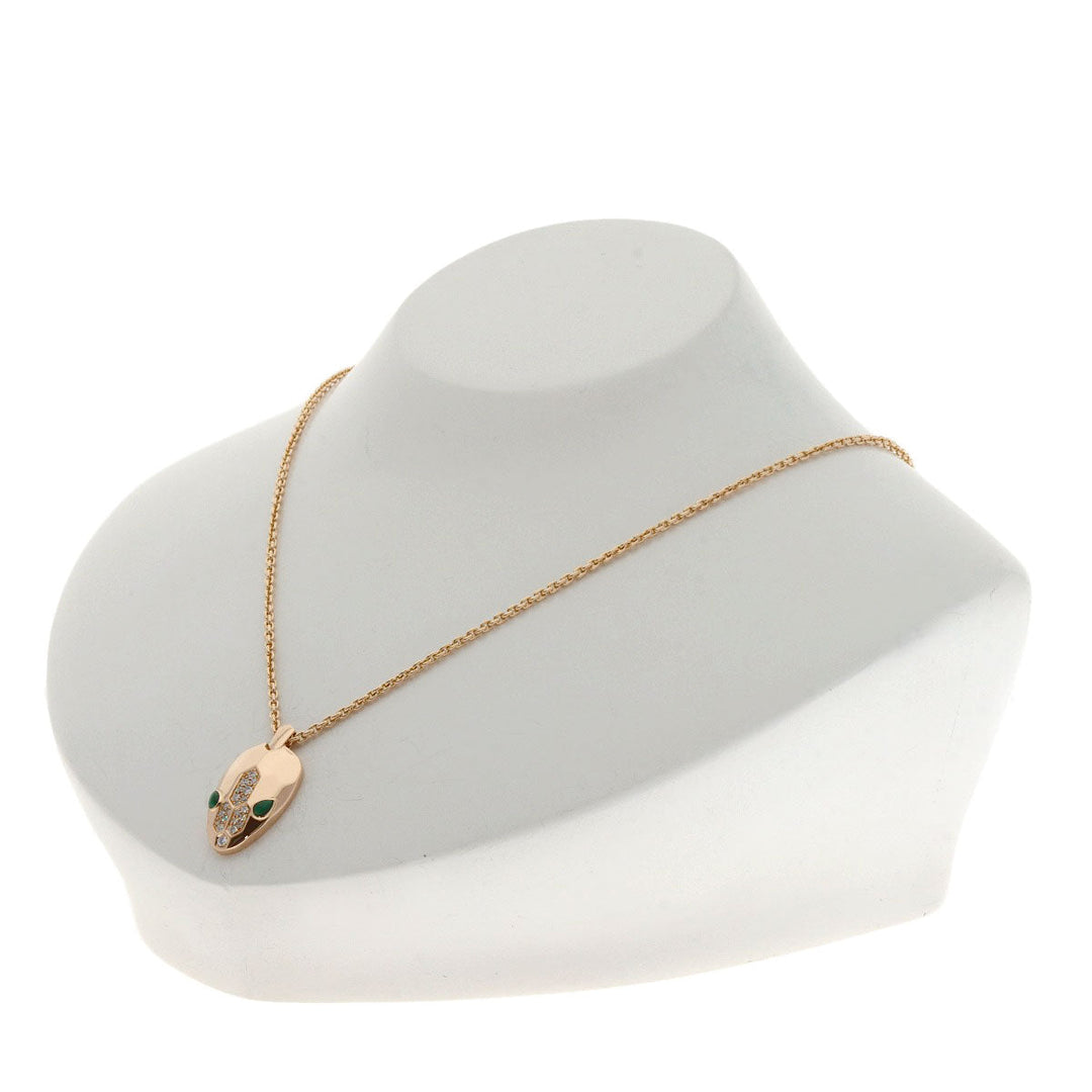 BVLGARI Necklace 18K Pink Gold gold Serpenti Malachite Diamond
