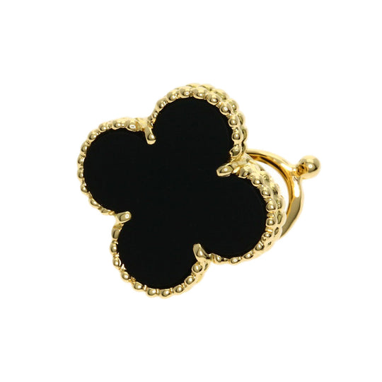 Van Cleef & Arpels Pierce 18K Yellow Gold gold Vintage Alhambra Onyx One Piece Only