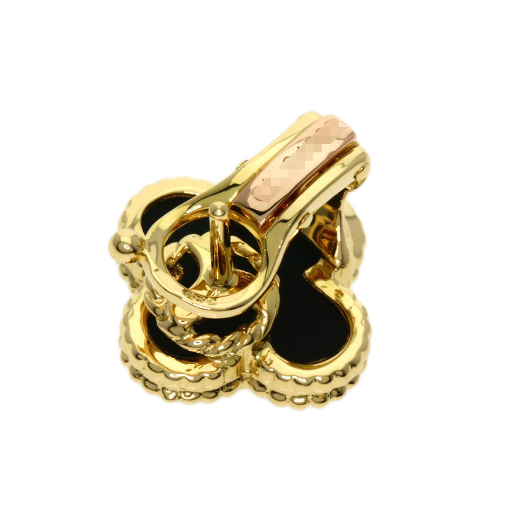 Van Cleef & Arpels Pierce 18K Yellow Gold gold Vintage Alhambra Onyx One Piece Only