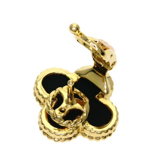 Van Cleef & Arpels Pierce 18K Yellow Gold gold Vintage Alhambra Onyx One Piece Only