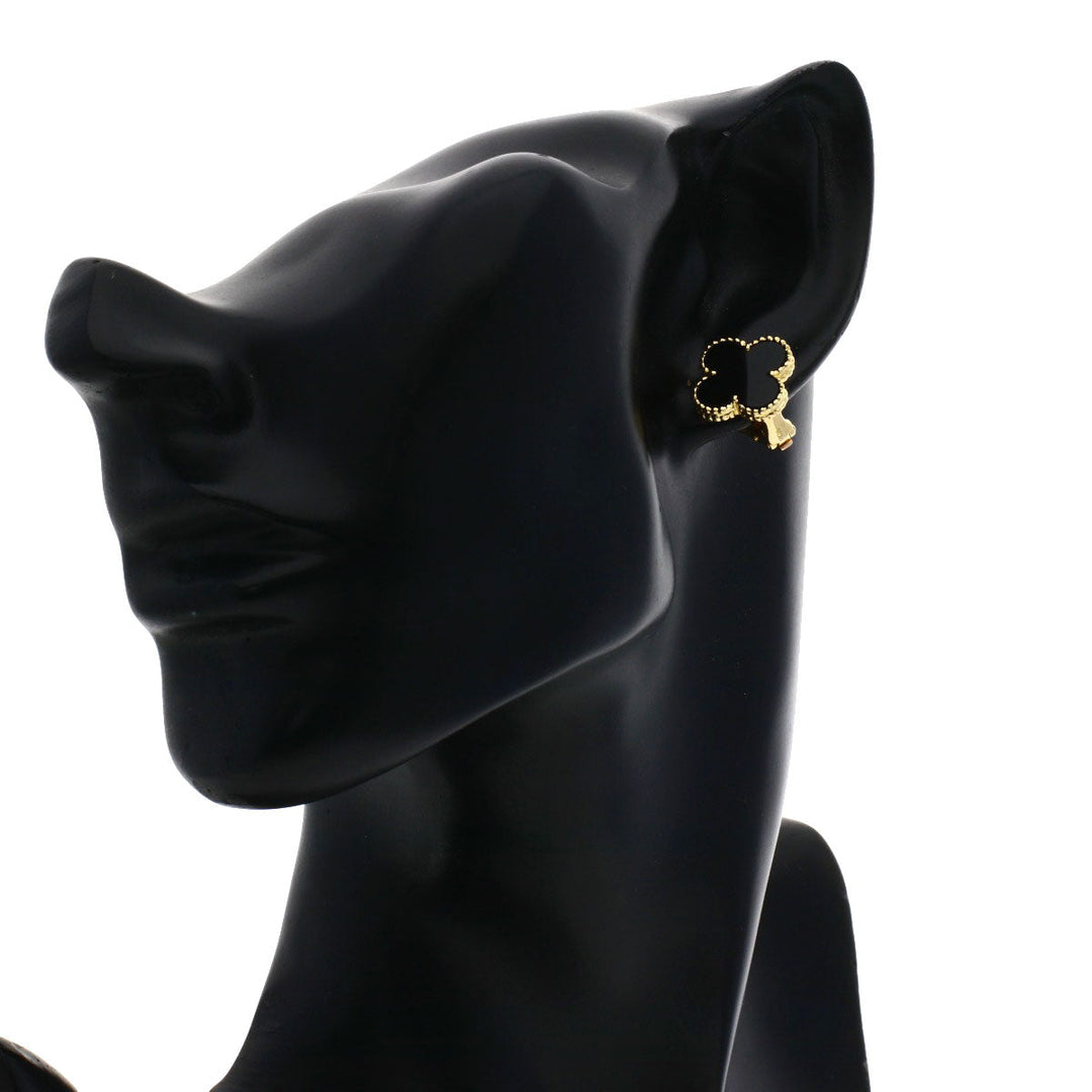 Van Cleef & Arpels Pierce 18K Yellow Gold gold Vintage Alhambra Onyx One Piece Only