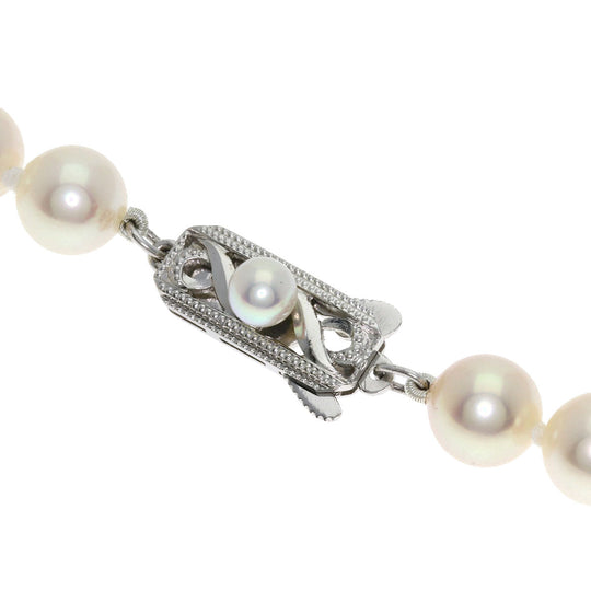 MIKIMOTO Necklace K14WG white Long Pearl Women Used Authentic