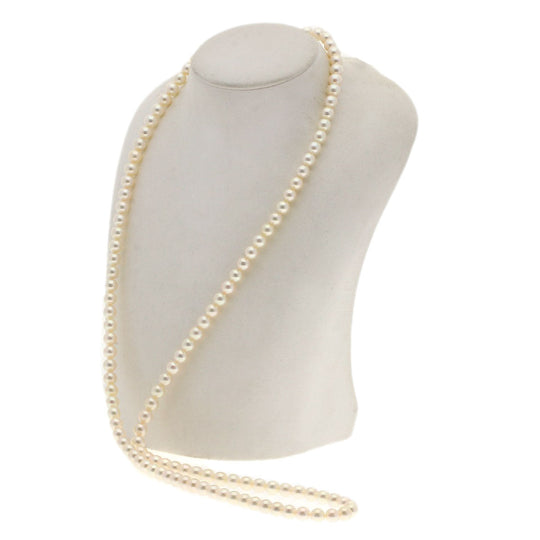 MIKIMOTO Necklace K14WG white Long Pearl Women Used Authentic